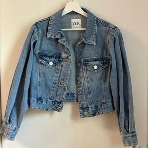 Zara denim jacket balloon sleeve S